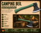 Preview: Campingbeil Axt Outdoor Beil Holz Hacken Garten 29cm Mil-Tec Oliv Grün robust
