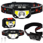 Preview: LED Stirnlampe 500lm Sensor Rotlicht USB Kopflampe Akku IP65 Angeln Joggen Profi