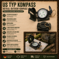 Preview: MFH Marschkompass Militär Peilkompass Taschenkompass BW Metallgehäuse Outdoor