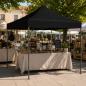 Preview: Profi Faltpavillon 3x3m STAHLGESTELL Wasserdicht 420D Expresszelt Schwarz