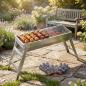 Preview: Edelstahl Grill Holzkohle Klappgrill Campinggrill Schaschlik Handschuhe 54x20cm