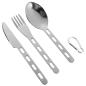 Preview: Outdoor Campingbesteck Set Edelstahl Reisebesteck Karabiner Camping Besteck