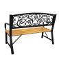 Preview: Gartenbank Parkbank für Terrasse Garten Metall Holz 2.5-Sitzer 118 cm Sitzbank