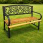 Preview: Gartenbank Parkbank für Terrasse Garten Metall Holz 2.5-Sitzer 118 cm Sitzbank