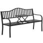 Preview: Gartenbank Terrasse Garten Metall 3 Sitzplätze Schwarz 150 cm mit Tisch Parkbank