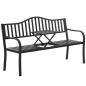 Preview: Gartenbank Terrasse Garten Metall 3 Sitzplätze Schwarz 150 cm mit Tisch Parkbank