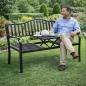 Preview: Gartenbank Terrasse Garten Metall 3 Sitzplätze Schwarz 150 cm mit Tisch Parkbank