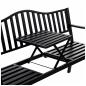 Preview: Gartenbank Terrasse Garten Metall 3 Sitzplätze Schwarz 150 cm mit Tisch Parkbank