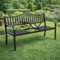 Preview: Gartenbank Terrasse Garten Metall 3 Sitzplätze Schwarz 150 cm mit Tisch Parkbank
