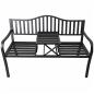 Preview: Gartenbank Terrasse Garten Metall 3 Sitzplätze Schwarz 150 cm mit Tisch Parkbank