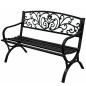 Preview: Gartenbank Sitzbank Terrasse Metall 2.5-Sitzer Gartenmöbel schwarz 127 cm schick
