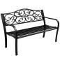 Preview: Gartenbank Terrasse Metall 3-Sitzer Parkbank robust schwarz 127 x 60 x 89 cm