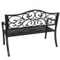 Preview: Gartenbank Terrasse Metall 3-Sitzer Parkbank robust schwarz 127 x 60 x 89 cm