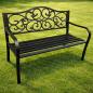 Preview: Gartenbank Terrasse Metall 3-Sitzer Parkbank robust schwarz 127 x 60 x 89 cm