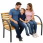 Preview: Gartenbank Holz Metall Sitzbank wetterfest 2 Sitzer Outdoor für Terasse Balkon