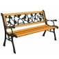 Preview: Gartenbank aus Holz Metall Parkbank Rosenmotiv Sitzbank Gartenmöbel 2.5 Sitzer