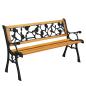 Preview: Gartenbank aus Holz Metall Parkbank Rosenmotiv Sitzbank Gartenmöbel 2.5 Sitzer