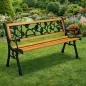Preview: Gartenbank aus Holz Metall Parkbank Rosenmotiv Sitzbank Gartenmöbel 2.5 Sitzer