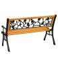 Preview: Gartenbank aus Holz Metall Parkbank Rosenmotiv Sitzbank Gartenmöbel 2.5 Sitzer