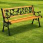 Preview: Gartenbank aus Holz Metall Parkbank Rosenmotiv Sitzbank Gartenmöbel 2.5 Sitzer