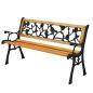 Preview: Gartenbank aus Holz Metall Parkbank Rosenmotiv Sitzbank Gartenmöbel 2.5 Sitzer