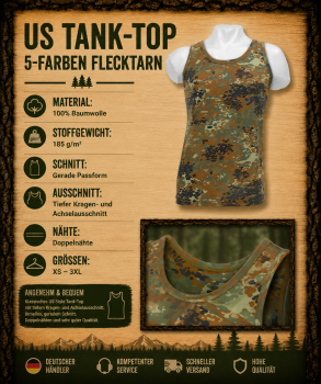 US Tank Top flecktarn 100% Baumwolle Herren Muskelshirt Army XS-3XL
