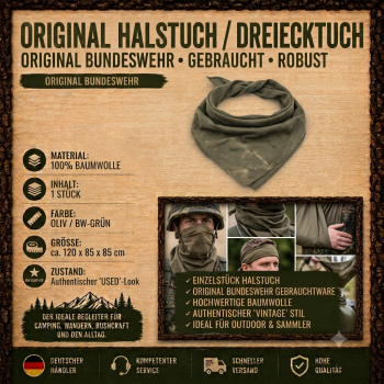 Preview: BW Dreiecktuch Halstuch Oliv Schutz Bundeswehr Baumwolle Armschlinge Outdoor