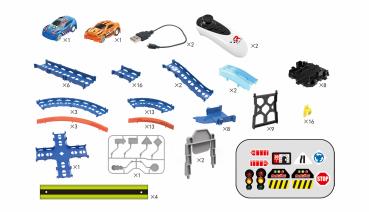 Preview: Amewi RC Magic Traxx Glow 113-teilig mit zwei Rennfahrzeugen Rennbahn Spielzeug
