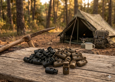 Preview: Kordelstopper Robust 10er Pack Schnurstopper Militär BW Outdoor Kordel Zugstop