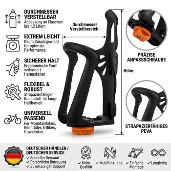Preview: Fahrrad Getränkehalter Verstellbar Flaschenhalter Trinkflaschenhalter Schwarz