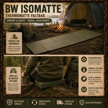 Preview: BW Isomatte Mil-Tec Faltbar EVA Thermomatte Bundeswehr Oliv Campingmatte 190x60