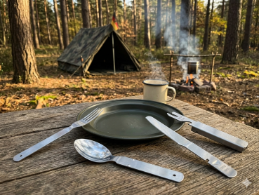 Preview: BW Essbesteck Bundeswehr Feldbesteck 4-teilig Edelstahl schwer Camping Outdoor