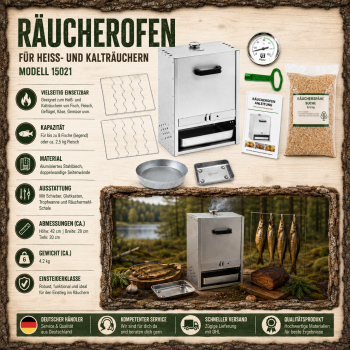 Preview: Peetz Räucherofen Smoker verzinkt Räucherschrank Fisch Fleisch Grill 50x39x28cm