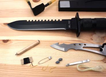 Messer 15-teilig Survival Set Multitool Kompass Angler Outdoor Notfall Paracord