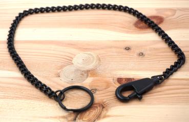 Messerkette mit Karabiner Schwarz 44,5cm Metallkette Schlüsselhalter Gürtelkette