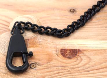 Preview: Messerkette mit Karabiner Schwarz 44,5cm Metallkette Schlüsselhalter Gürtelkette