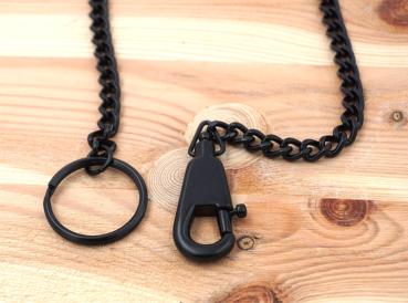 Preview: Messerkette mit Karabiner Schwarz 44,5cm Metallkette Schlüsselhalter Gürtelkette