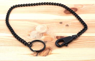 Messerkette mit Karabiner Schwarz 44,5cm Metallkette Schlüsselhalter Gürtelkette