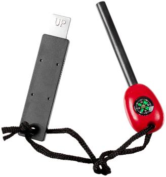 Preview: Feuerstarter Outdoor mit Kompass Feuerstahl Feuerstab Camping Survival