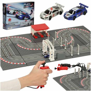 Autorennbahn Baustein Kompatibel 1:87 Slotcar Rennbahn 38x64cm Kinder Spielzeug