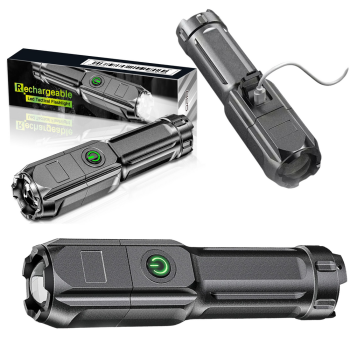 Preview: LED Taschenlampe 300lm USB Akku Taktisch Klein Handlich Wasserdicht EDC Survival