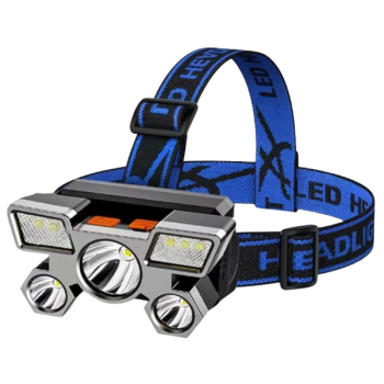 Preview: 9-LED Stirnlampe 800lm Akku USB Kopflampe Ultraleicht Camping Wandern PREISHIT
