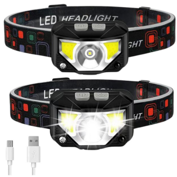 Preview: LED Stirnlampe 500lm Sensor Rotlicht USB Kopflampe Akku IP65 Angeln Joggen Profi