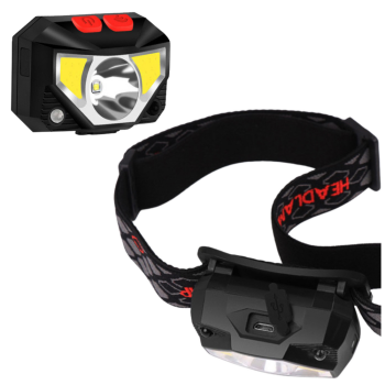 Preview: LED Stirnlampe 500lm Sensor Rotlicht USB Kopflampe Akku IP65 Angeln Joggen Profi