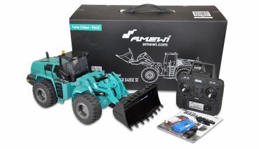 Preview: Amewi Radlader G485E SE Teilmetall 10-Kanal 1:14 RTR petrol RC Spielzeug RC Auto