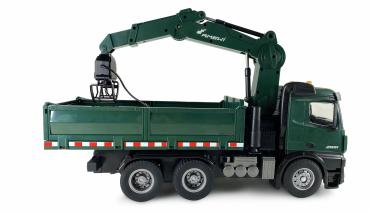Preview: Amewi Mercedes-Benz Arocs Kranwagen mit Kipper RTR grün RC Spielzeug RC Auto