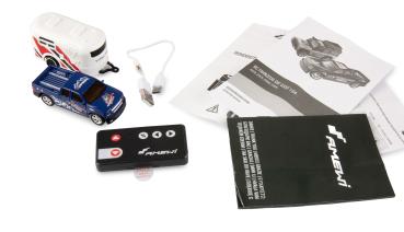 Preview: Amewi RC Pickup Die Cast mit Wohnwagenanhänger 1:64 RTR blau RC Fahrzeuge