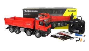 Preview: Amewi Mercedes-Benz Arocs Muldenkipper 8x4/4 4WD 1:18 RTR rot RC Spielzeug RC Auto