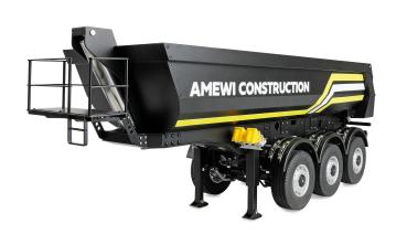 Amewi Dreiachs-Sattelauflieger mit Kippmulde aus Metall 1:14 schwarz RC Spielzeug RC Auto
