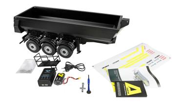 Preview: Amewi Dreiachs-Sattelauflieger mit Kippmulde aus Metall 1:14 schwarz RC Spielzeug RC Auto